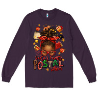 Plum santas favorite postal worker afro messy bun Long Sleeve Tee - texasbilliewilder