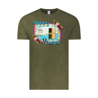 Vintage Olive Happy Camper With Flowers Vintage Tee - Bettercallsaul