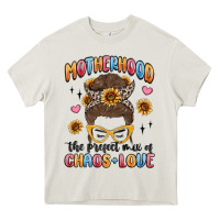 Cream motherhood the perfect mix of chaos and love Heavy Core Tee - MaliasSmallBusiness