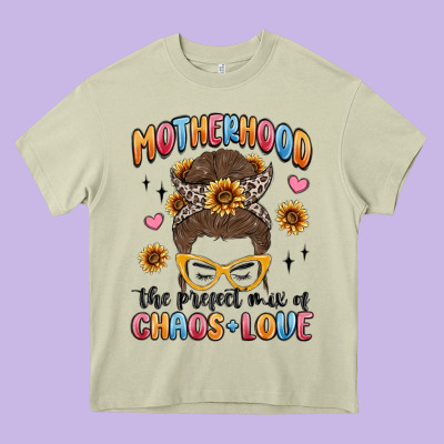 Motherhood The Perfect Mix Of Chaos And Love Heavy Core Tee Designed By Maliassmallbusiness