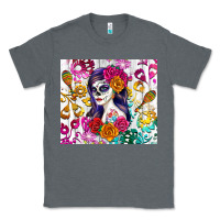 Charcoal Heather sugar skull girl Classic Tee - RanaPortraitStore