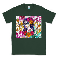 Sports Green sugar skull girl Classic Tee - RanaPortraitStore