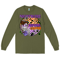 Army Green Nightmare before the coffee halloween Long Sleeve Tee - NancyCooperArtShop