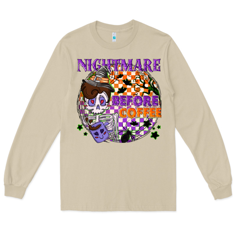 Nightmare Before The Coffee Halloween Long Sleeve Tee by NancyCooperArtShop | Teevron