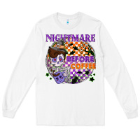 White Nightmare before the coffee halloween Long Sleeve Tee - NancyCooperArtShop