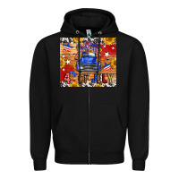 Black Fourth Of July Truck Zipper Hoodie - FaDigitalArtStudio