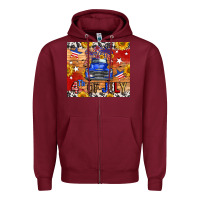 Burgundy Fourth Of July Truck Zipper Hoodie - FaDigitalArtStudio