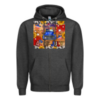 Charcoal Heather Fourth Of July Truck Zipper Hoodie - FaDigitalArtStudio