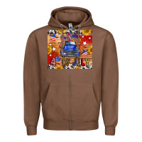 Chestnut Fourth Of July Truck Zipper Hoodie - FaDigitalArtStudio
