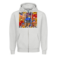 Dove Grey Fourth Of July Truck Zipper Hoodie - FaDigitalArtStudio