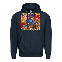 Navy Fourth Of July Truck Zipper Hoodie - FaDigitalArtStudio