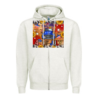 Oatmeal Heather Fourth Of July Truck Zipper Hoodie - FaDigitalArtStudio