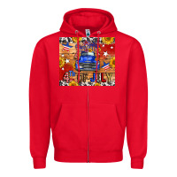 Red Fourth Of July Truck Zipper Hoodie - FaDigitalArtStudio