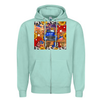 Seafoam Fourth Of July Truck Zipper Hoodie - FaDigitalArtStudio
