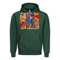 Sports Green Fourth Of July Truck Zipper Hoodie - FaDigitalArtStudio