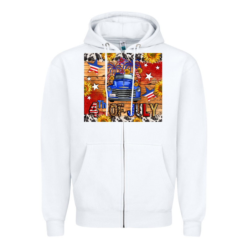 Fourth Of July Truck Zipper Hoodie by FaDigitalArtStudio | Teevron
