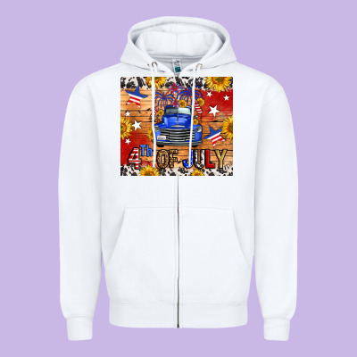 Fourth Of July Truck Zipper Hoodie Designed By Fadigitalartstudio
