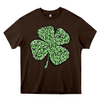Chocolate Brown leopard shamrock Heavy Core Tee - MaliasSmallBusiness