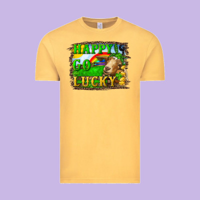 Happy Go Lucky Goat Vintage Tee Designed By Ranaportraitstore