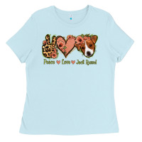 Baby Blue Peace Love Jack Russel Ladies Tee - Jasminsmagicworld