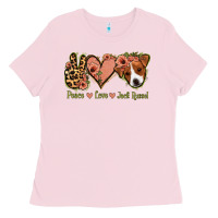Bubblegum Pink Peace Love Jack Russel Ladies Tee - Jasminsmagicworld
