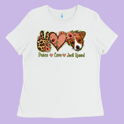 Peace Love Jack Russel Ladies Tee Designed By Jasminsmagicworld