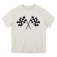 Cream race flag Heavy Core Tee - MaliasSmallBusiness