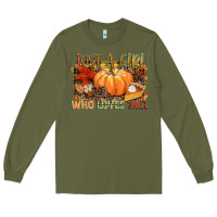 Army Green Just a girl who loves Fall Long Sleeve Tee - NancyCooperArtShop