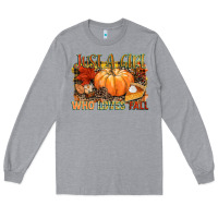 Heather Grey Just a girl who loves Fall Long Sleeve Tee - NancyCooperArtShop