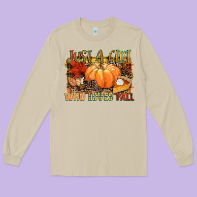 Just A Girl Who Loves Fall Long Sleeve Tee Designed By Nancycooperartshop