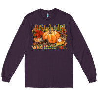 Plum Just a girl who loves Fall Long Sleeve Tee - NancyCooperArtShop