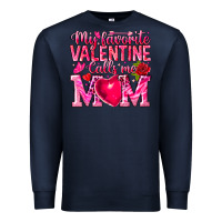Navy My Favorite Valentine Calls Me Premium Sweatshirt - CowhideDigitalArt