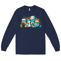 Navy winter snowman coffee cups Long Sleeve Tee - Jasminsmagicworld
