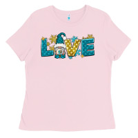 Bubblegum Pink love winter gnome Ladies Tee - NancyCooperArtShop