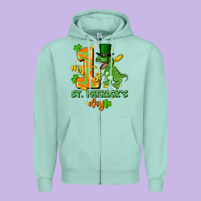 My First St. Patricks Day Zipper Hoodie Designed By Fadigitalartstudio