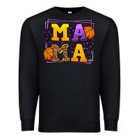 Black Purple and gold Basketball leopard frame Mama Premium Sweatshirt - LillyAllenDesigns