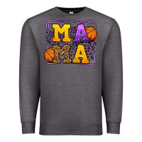Charcoal Heather Purple and gold Basketball leopard frame Mama Premium Sweatshirt - LillyAllenDesigns