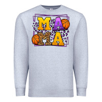 Heather Grey Purple and gold Basketball leopard frame Mama Premium Sweatshirt - LillyAllenDesigns