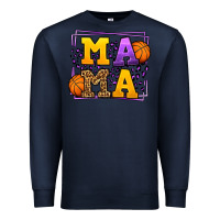 Navy Purple and gold Basketball leopard frame Mama Premium Sweatshirt - LillyAllenDesigns