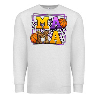 Oatmeal Heather Purple and gold Basketball leopard frame Mama Premium Sweatshirt - LillyAllenDesigns