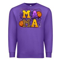 Purple Purple and gold Basketball leopard frame Mama Premium Sweatshirt - LillyAllenDesigns