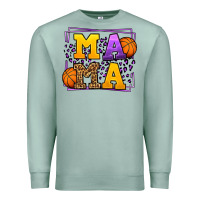 Seafoam Purple and gold Basketball leopard frame Mama Premium Sweatshirt - LillyAllenDesigns