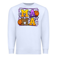 White Purple and gold Basketball leopard frame Mama Premium Sweatshirt - LillyAllenDesigns