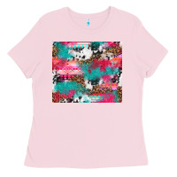 Bubblegum Pink leopard cowhide pink turquoise glitter Ladies Tee - NancyCooperArtShop