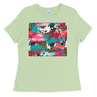 Matcha leopard cowhide pink turquoise glitter Ladies Tee - NancyCooperArtShop