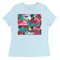 Baby Blue leopard cowhide pink turquoise glitter Ladies Tee - NancyCooperArtShop