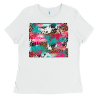 White leopard cowhide pink turquoise glitter Ladies Tee - NancyCooperArtShop