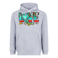 Heather Grey Love Mom Heavyweight Hoodie - CowhideDigitalArt