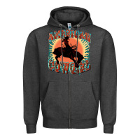 Charcoal Heather American cowgirl 4th of july Zipper Hoodie - FaDigitalArtStudio
