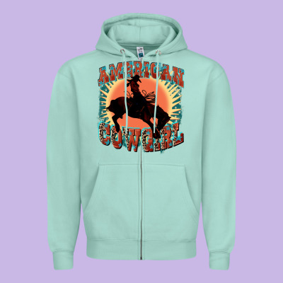 American Cowgirl 4th Of July Zipper Hoodie Designed By Fadigitalartstudio